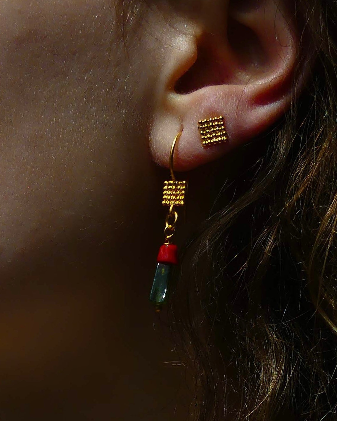 Pendientes Etrusca con Vesonita y Coral